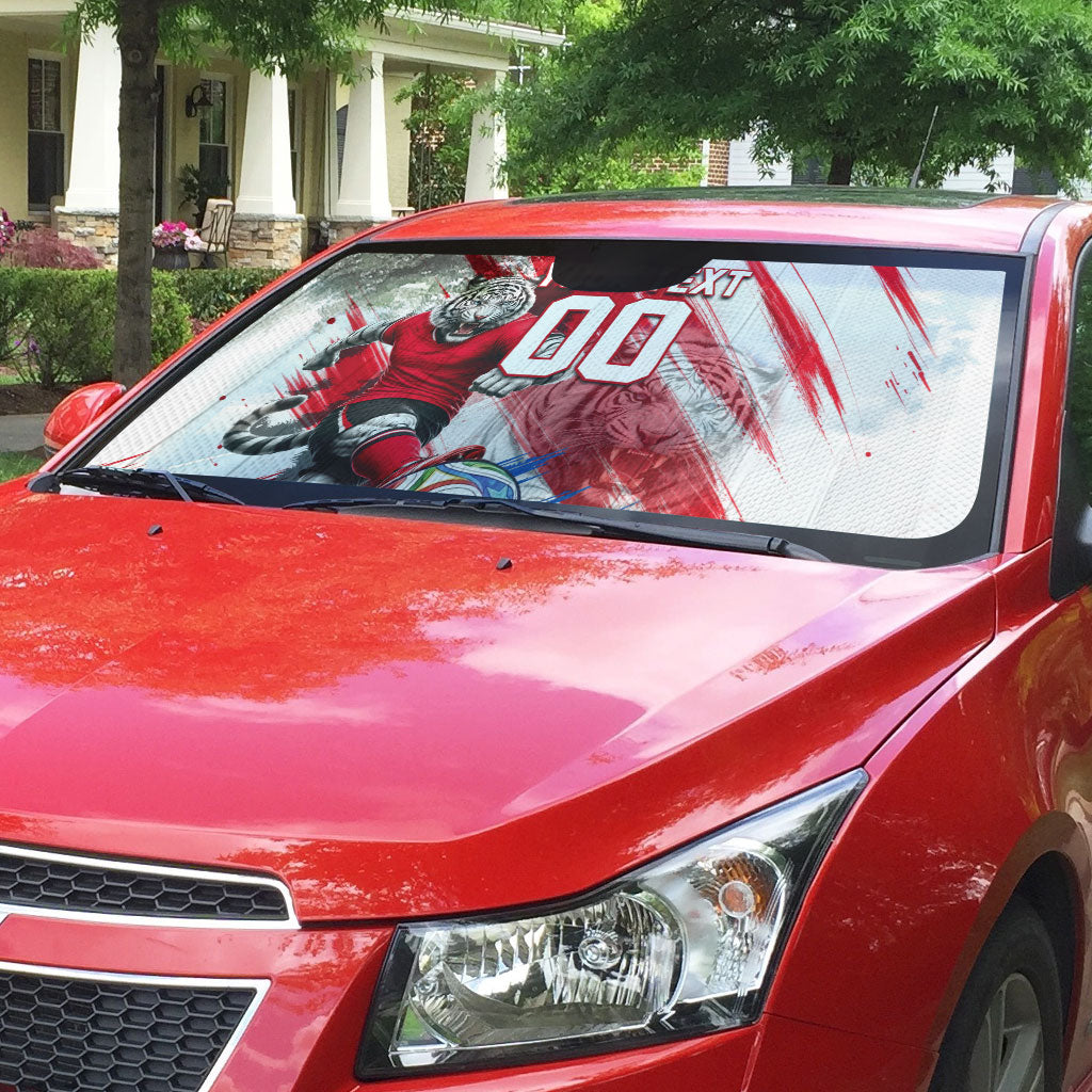 Personalized South Korea White Tiger Soccer Auto Sun Shade Fierce Football Mascot Korean Flag