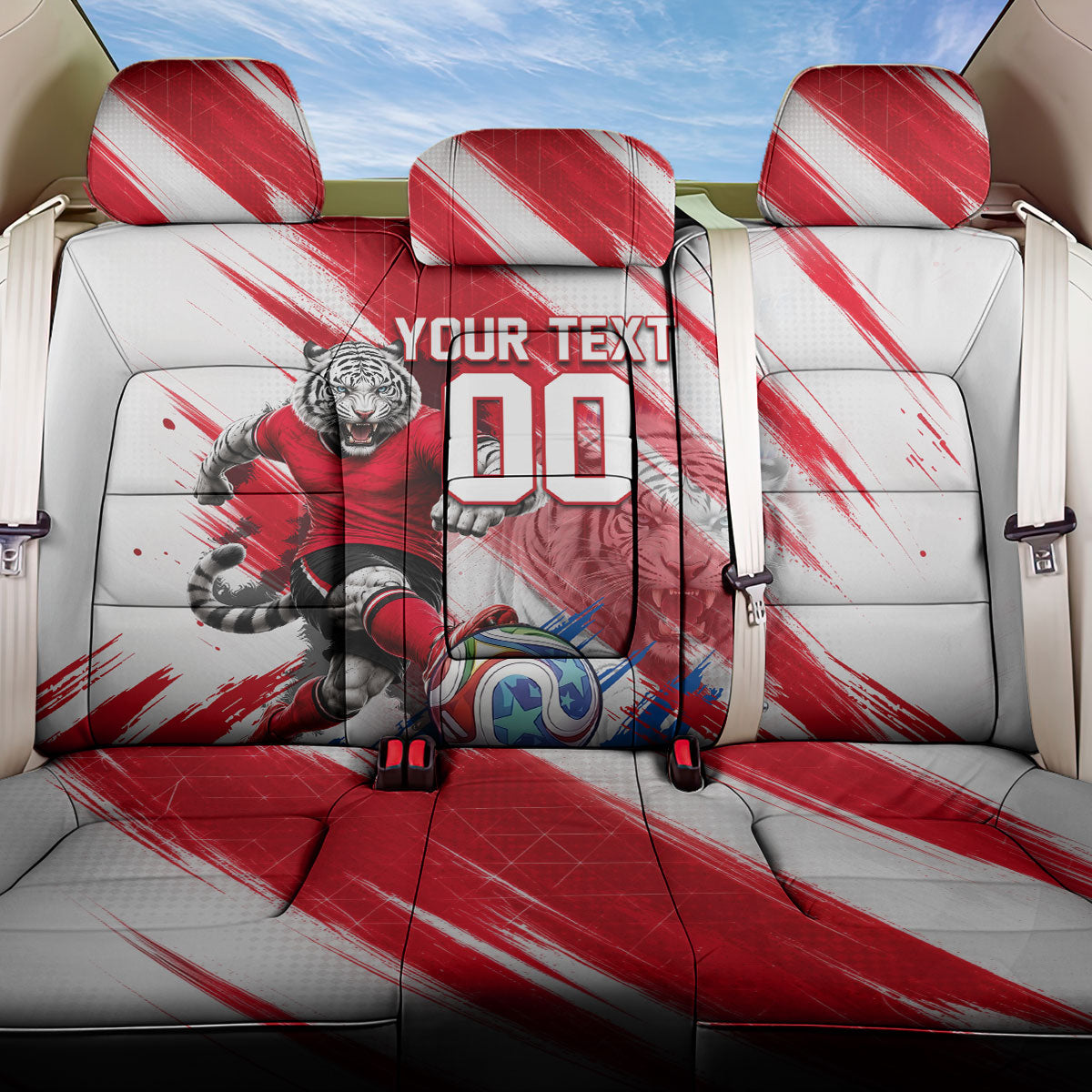 Personalized South Korea White Tiger Soccer Back Car Seat Cover Fierce Football Mascot Korean Flag