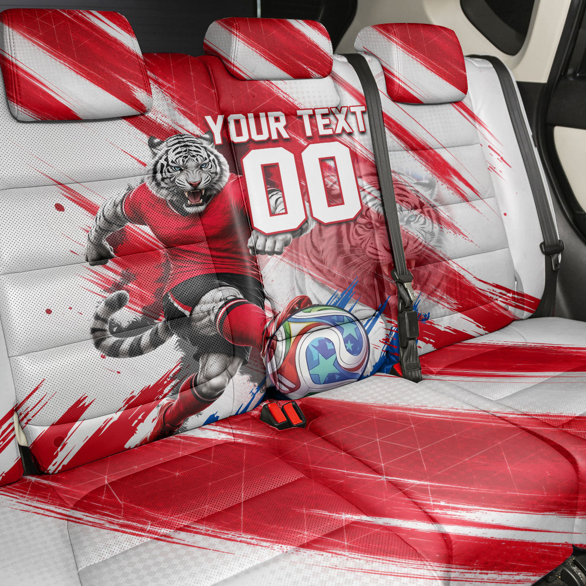 Personalized South Korea White Tiger Soccer Back Car Seat Cover Fierce Football Mascot Korean Flag