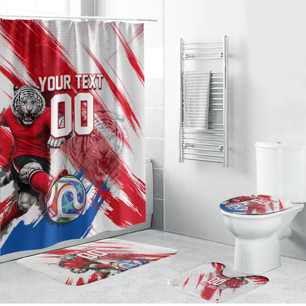 Personalized South Korea White Tiger Soccer Bathroom Set Fierce Football Mascot Korean Flag