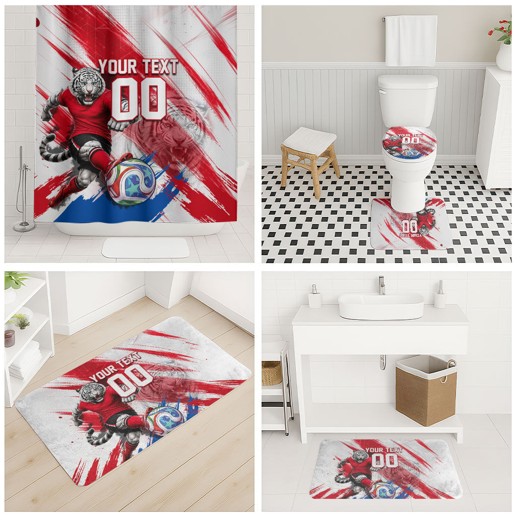 Personalized South Korea White Tiger Soccer Bathroom Set Fierce Football Mascot Korean Flag