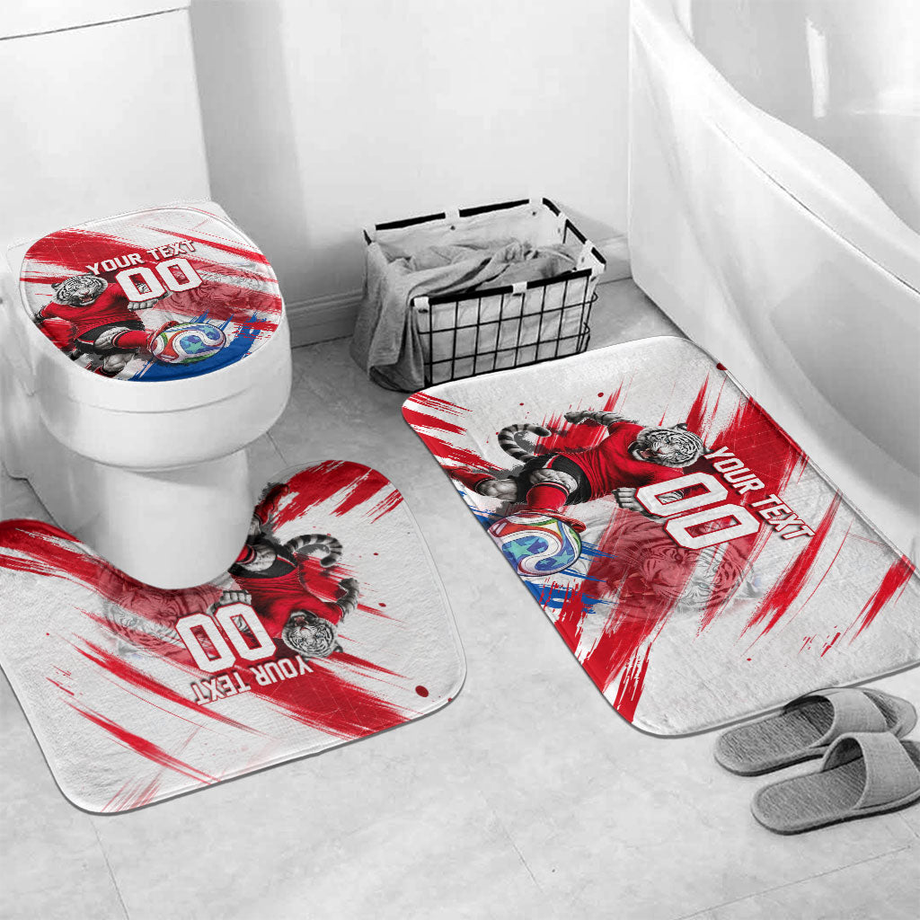 Personalized South Korea White Tiger Soccer Bathroom Set Fierce Football Mascot Korean Flag