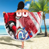 Personalized South Korea White Tiger Soccer Beach Blanket Fierce Football Mascot Korean Flag