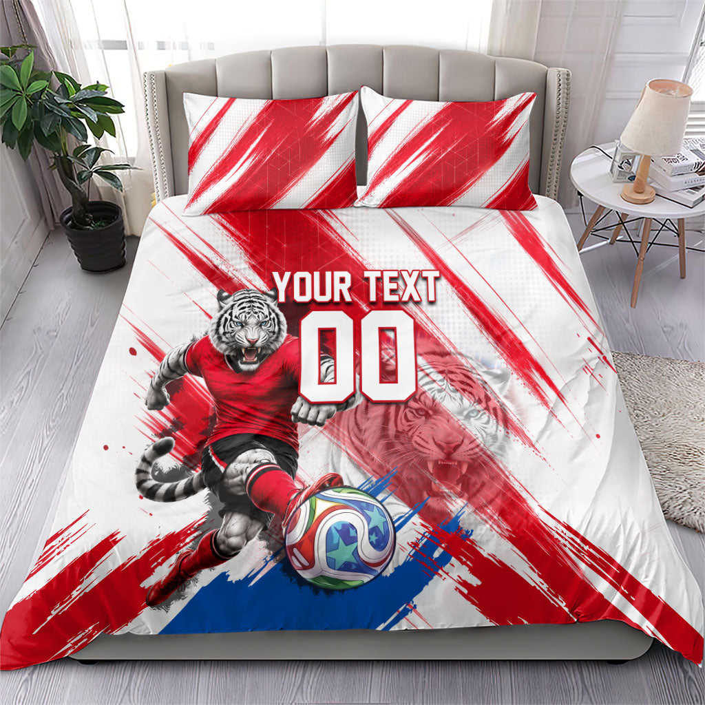 Personalized South Korea White Tiger Soccer Bedding Set Fierce Football Mascot Korean Flag