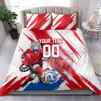 Personalized South Korea White Tiger Soccer Bedding Set Fierce Football Mascot Korean Flag