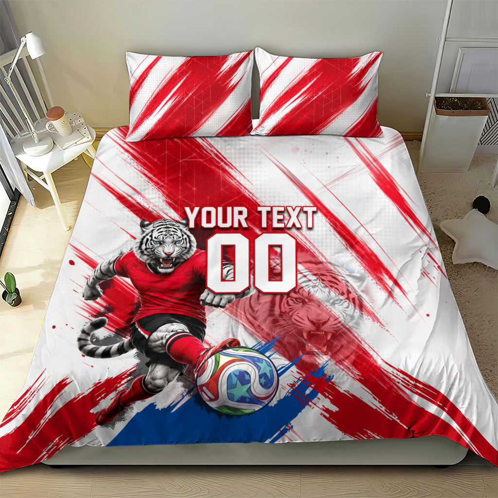 Personalized South Korea White Tiger Soccer Bedding Set Fierce Football Mascot Korean Flag