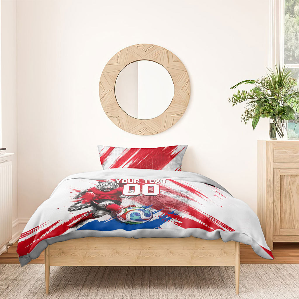 Personalized South Korea White Tiger Soccer Bedding Set Fierce Football Mascot Korean Flag
