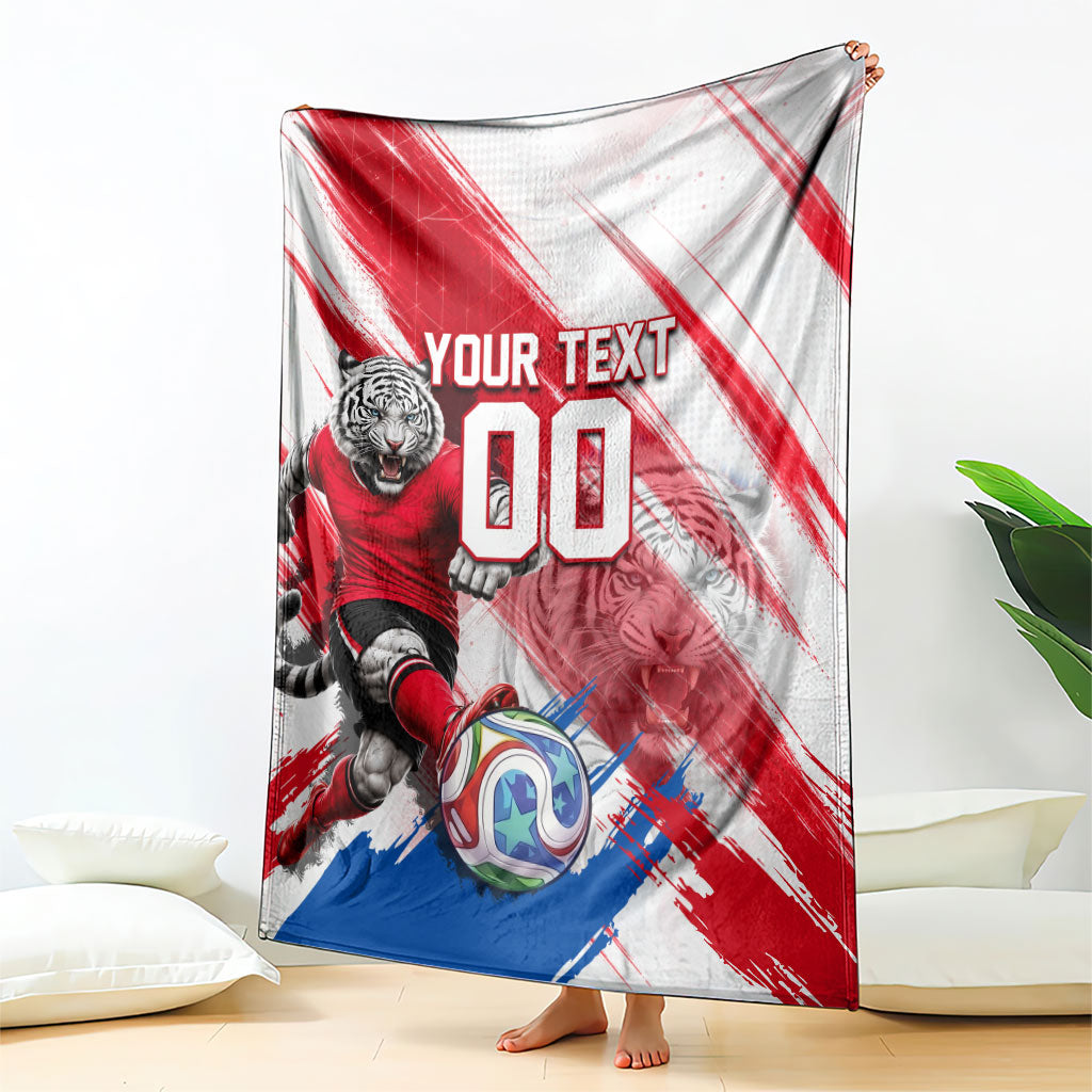 Personalized South Korea White Tiger Soccer Blanket Fierce Football Mascot Korean Flag