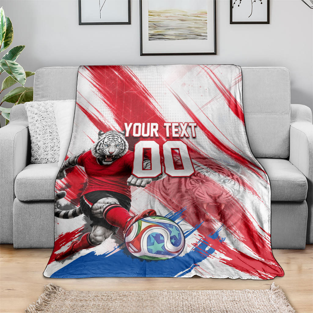 Personalized South Korea White Tiger Soccer Blanket Fierce Football Mascot Korean Flag