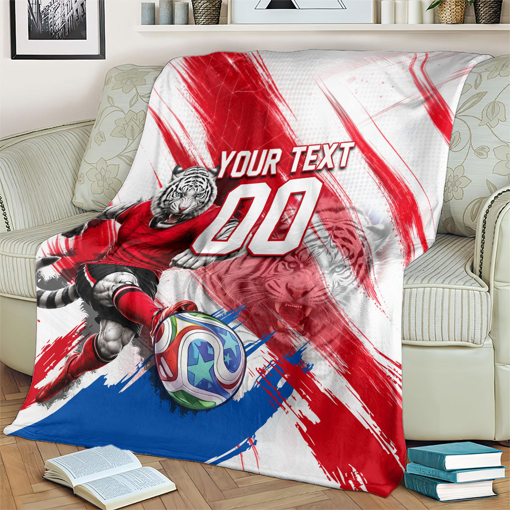 Personalized South Korea White Tiger Soccer Blanket Fierce Football Mascot Korean Flag