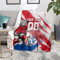 Personalized South Korea White Tiger Soccer Blanket Fierce Football Mascot Korean Flag