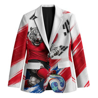 Personalized South Korea White Tiger Soccer Blazer Fierce Football Mascot Korean Flag