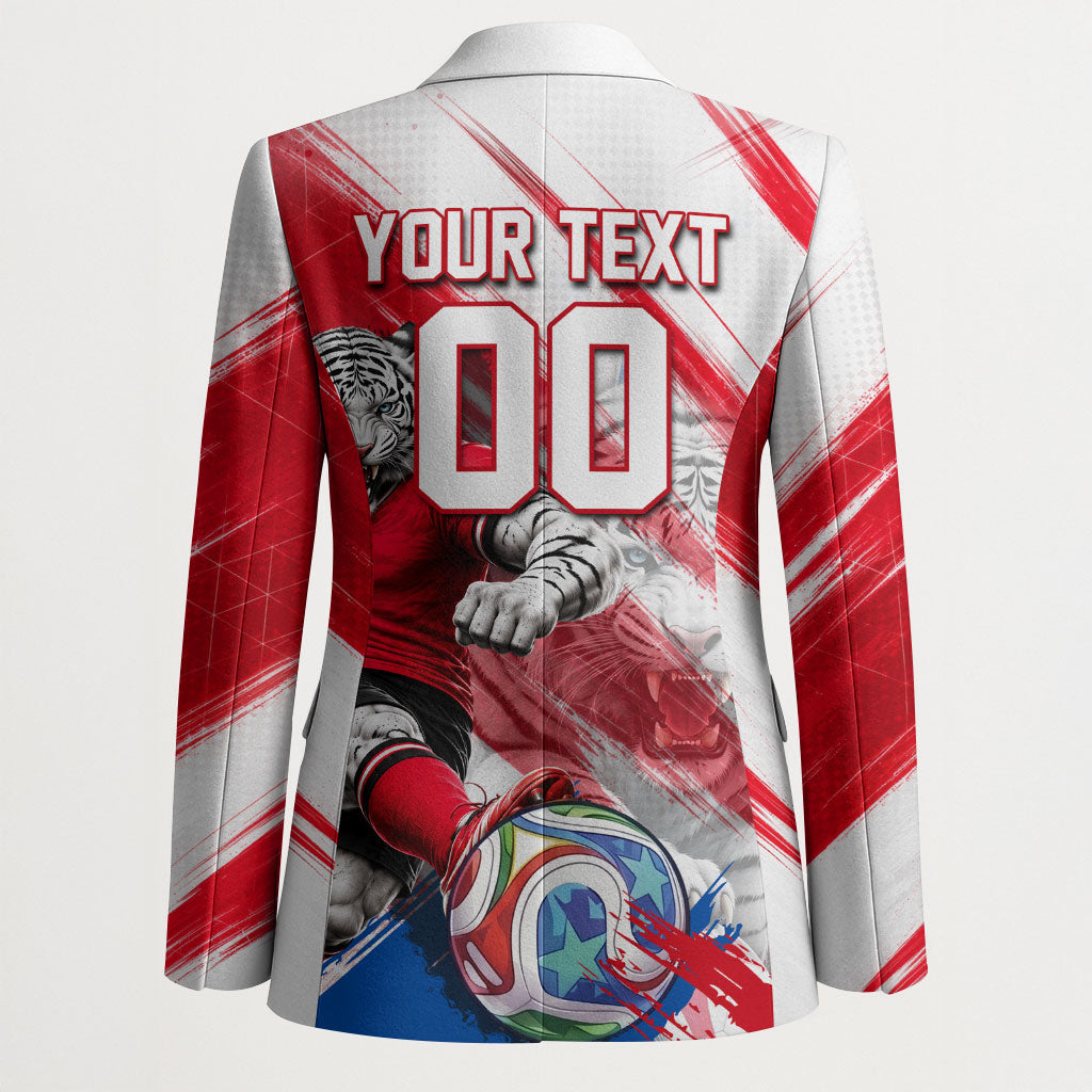 Personalized South Korea White Tiger Soccer Blazer Fierce Football Mascot Korean Flag
