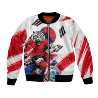 Personalized South Korea White Tiger Soccer Bomber Jacket Fierce Football Mascot Korean Flag