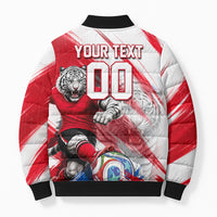 Personalized South Korea White Tiger Soccer Bomber Puffer Jacket Fierce Football Mascot Korean Flag