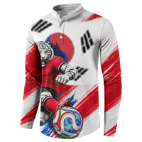Personalized South Korea White Tiger Soccer Button Sweatshirt Fierce Football Mascot Korean Flag
