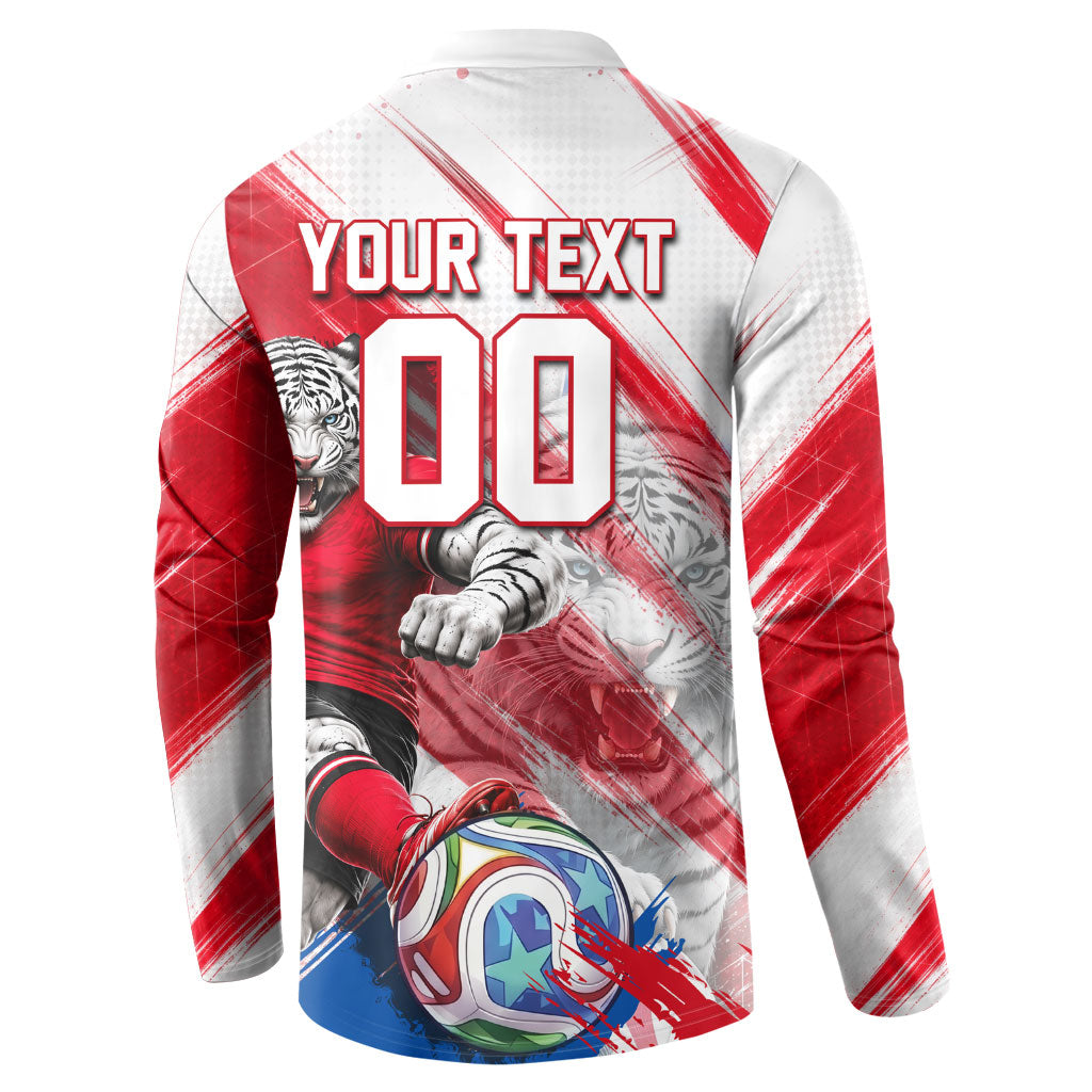 Personalized South Korea White Tiger Soccer Button Sweatshirt Fierce Football Mascot Korean Flag