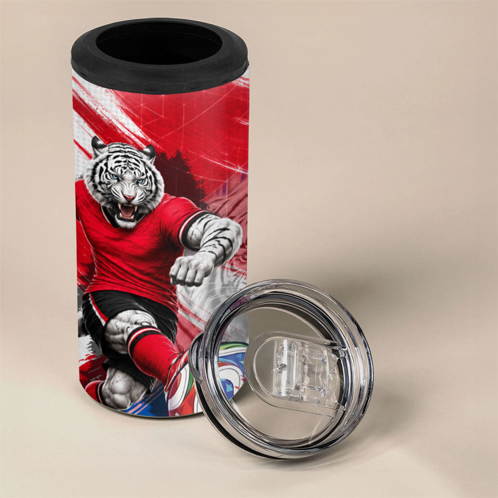 Personalized South Korea White Tiger Soccer 4 in 1 Can Cooler Tumbler Fierce Football Mascot Korean Flag
