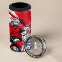Personalized South Korea White Tiger Soccer 4 in 1 Can Cooler Tumbler Fierce Football Mascot Korean Flag