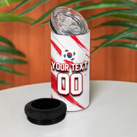 Personalized South Korea White Tiger Soccer 4 in 1 Can Cooler Tumbler Fierce Football Mascot Korean Flag