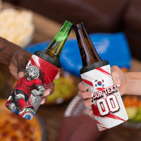 Personalized South Korea White Tiger Soccer 4 in 1 Can Cooler Tumbler Fierce Football Mascot Korean Flag