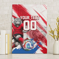 Personalized South Korea White Tiger Soccer Canvas Wall Art Fierce Football Mascot Korean Flag