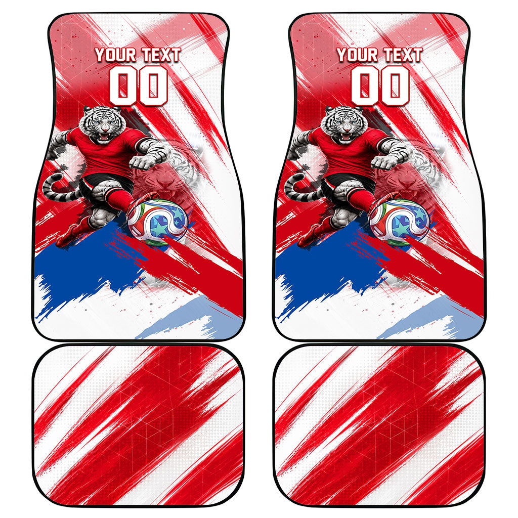 Personalized South Korea White Tiger Soccer Car Mats Fierce Football Mascot Korean Flag