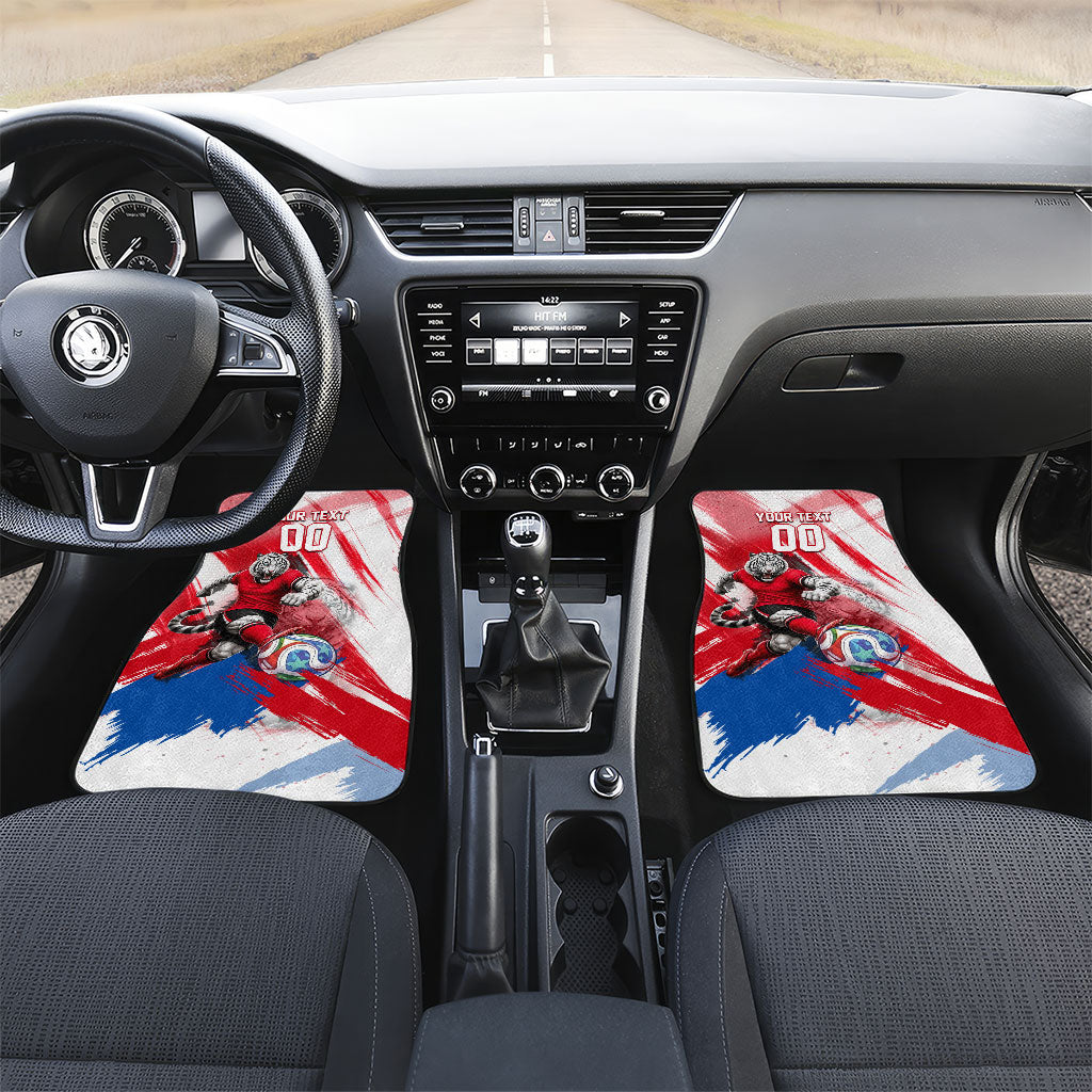 Personalized South Korea White Tiger Soccer Car Mats Fierce Football Mascot Korean Flag