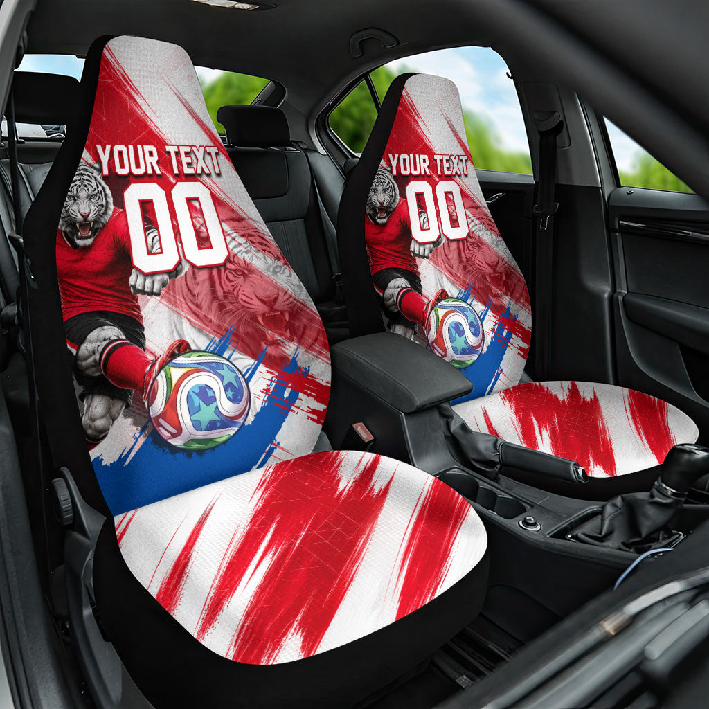Personalized South Korea White Tiger Soccer Car Seat Cover Fierce Football Mascot Korean Flag