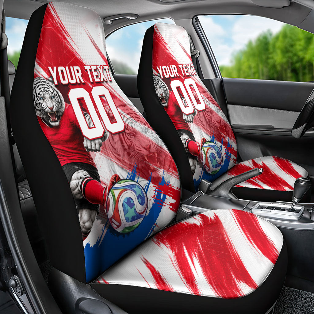 Personalized South Korea White Tiger Soccer Car Seat Cover Fierce Football Mascot Korean Flag