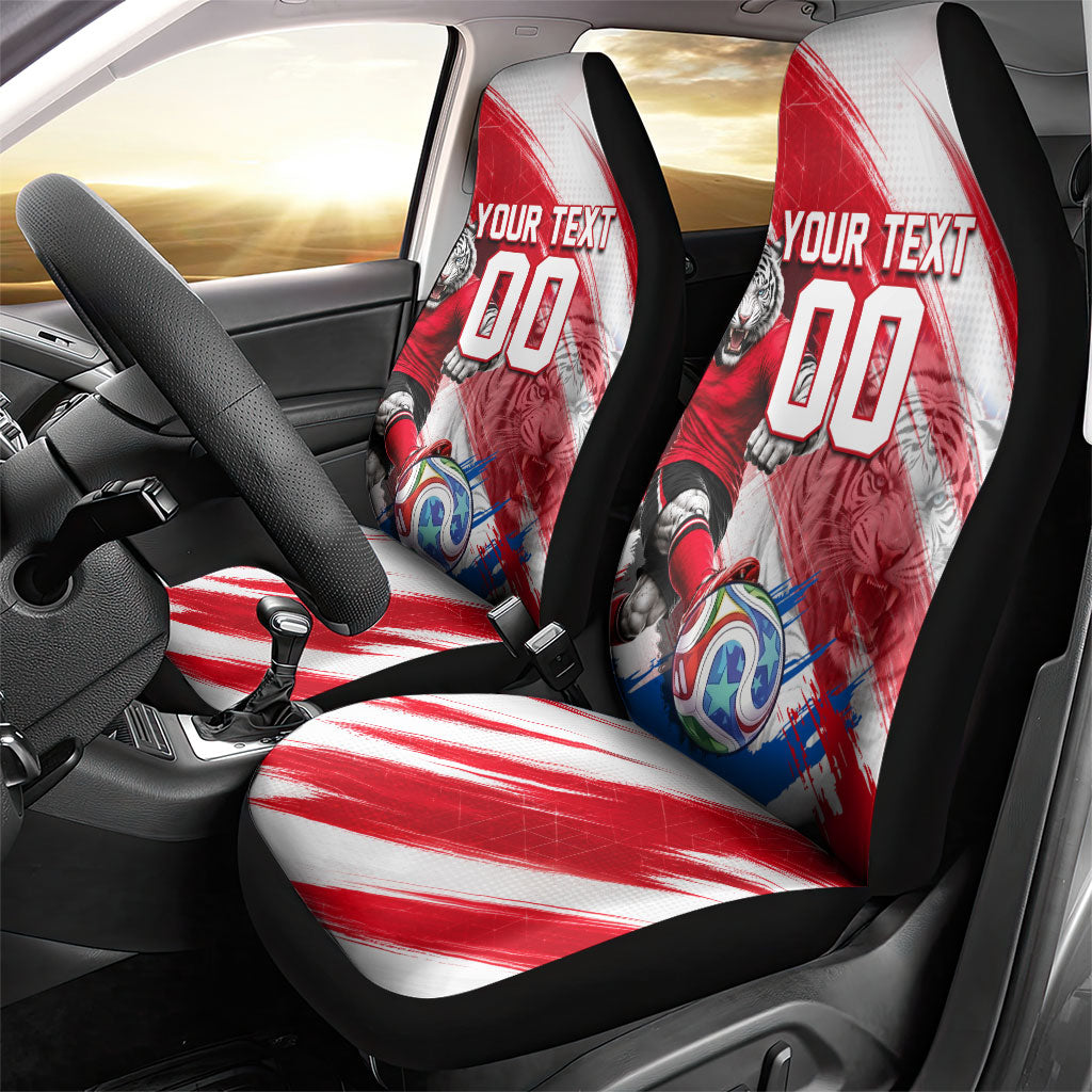 Personalized South Korea White Tiger Soccer Car Seat Cover Fierce Football Mascot Korean Flag