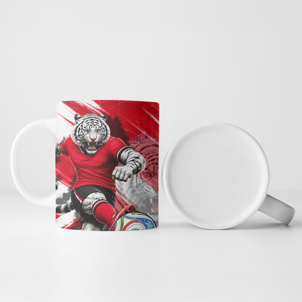 Personalized South Korea White Tiger Soccer Ceramic Mug Fierce Football Mascot Korean Flag