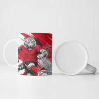 Personalized South Korea White Tiger Soccer Ceramic Mug Fierce Football Mascot Korean Flag