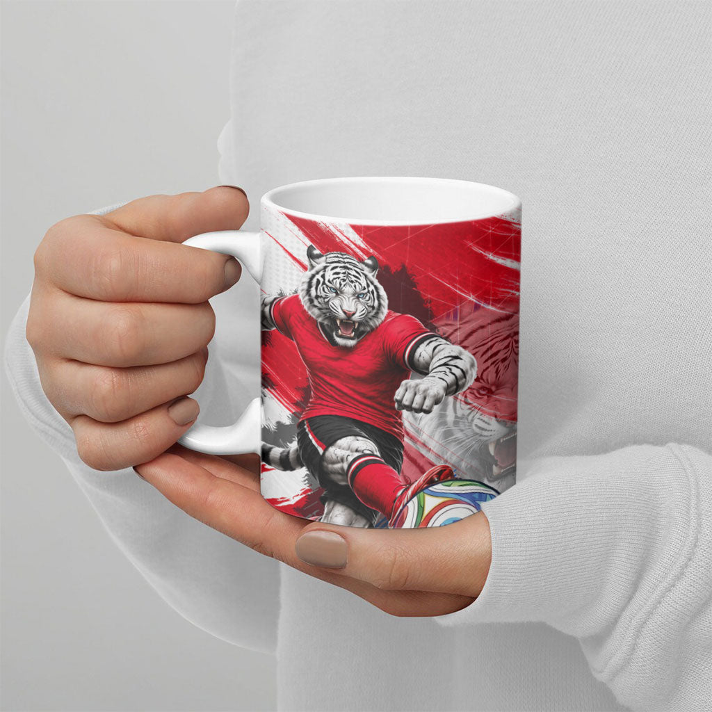 Personalized South Korea White Tiger Soccer Ceramic Mug Fierce Football Mascot Korean Flag