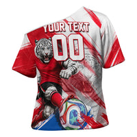 Personalized South Korea White Tiger Soccer Cross Shoulder Shirt Fierce Football Mascot Korean Flag