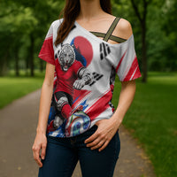 Personalized South Korea White Tiger Soccer Cross Shoulder Shirt Fierce Football Mascot Korean Flag