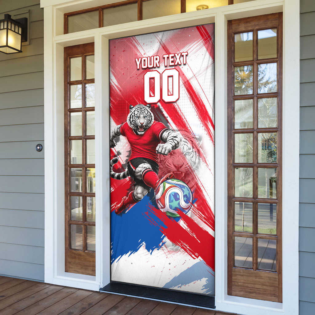 Personalized South Korea White Tiger Soccer Door Cover Fierce Football Mascot Korean Flag