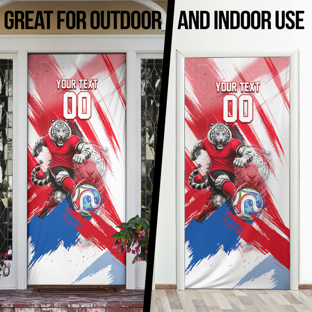 Personalized South Korea White Tiger Soccer Door Cover Fierce Football Mascot Korean Flag