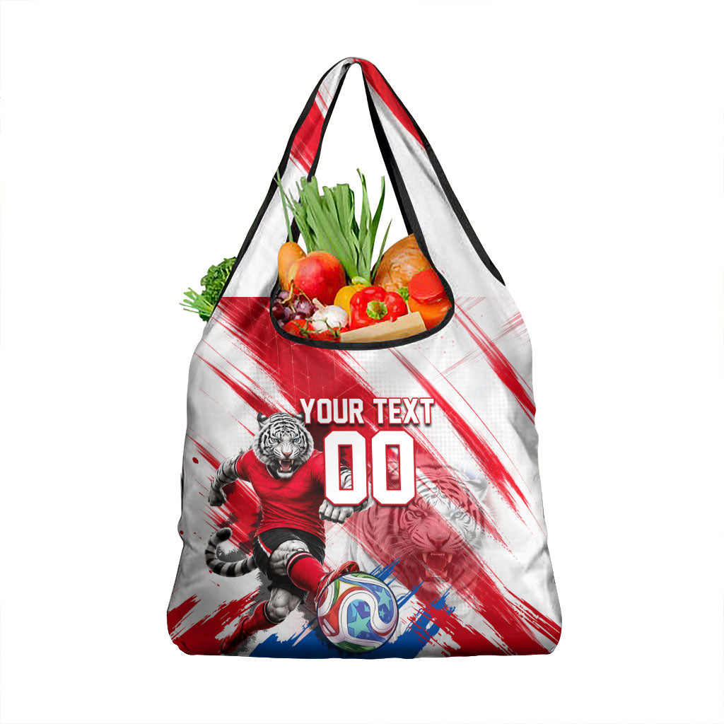Personalized South Korea White Tiger Soccer Grocery Bag Fierce Football Mascot Korean Flag