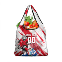 Personalized South Korea White Tiger Soccer Grocery Bag Fierce Football Mascot Korean Flag