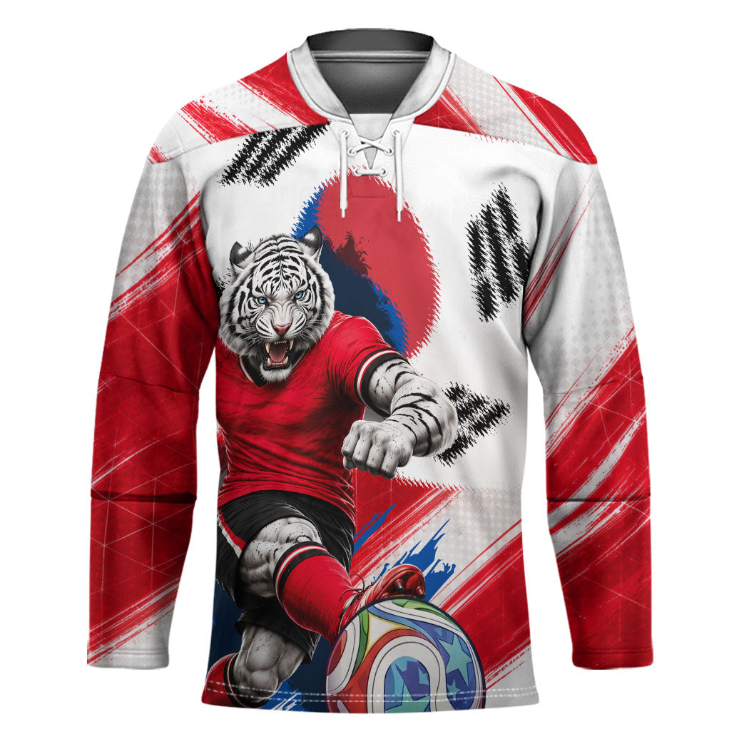 Personalized South Korea White Tiger Soccer Hockey Jersey Fierce Football Mascot Korean Flag