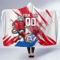 Personalized South Korea White Tiger Soccer Hooded Blanket Fierce Football Mascot Korean Flag