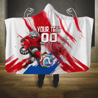Personalized South Korea White Tiger Soccer Hooded Blanket Fierce Football Mascot Korean Flag