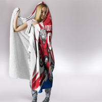 Personalized South Korea White Tiger Soccer Hooded Blanket Fierce Football Mascot Korean Flag