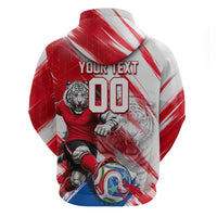 Personalized South Korea White Tiger Soccer Hoodie Fierce Football Mascot Korean Flag