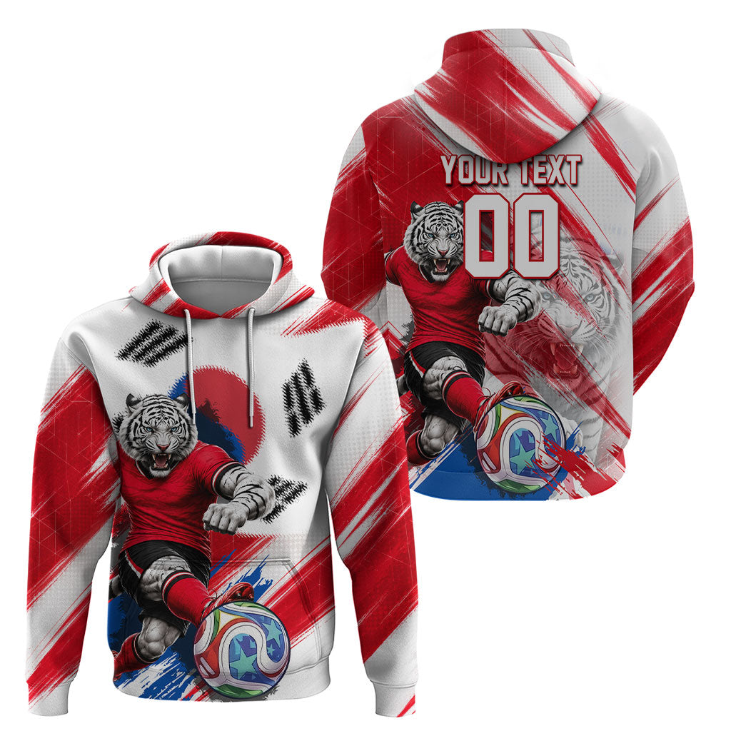 Personalized South Korea White Tiger Soccer Hoodie Fierce Football Mascot Korean Flag