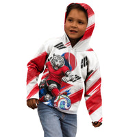 Personalized South Korea White Tiger Soccer Kid Hoodie Fierce Football Mascot Korean Flag