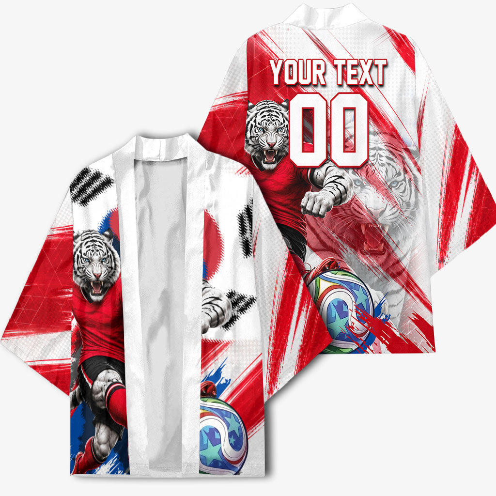 Personalized South Korea White Tiger Soccer Kimono Fierce Football Mascot Korean Flag