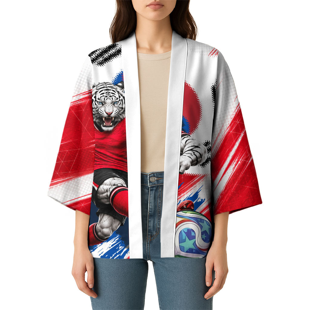 Personalized South Korea White Tiger Soccer Kimono Fierce Football Mascot Korean Flag