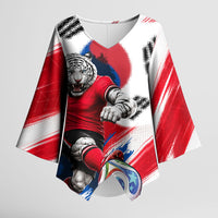 Personalized South Korea White Tiger Soccer Kimono Sleeve Blouse Fierce Football Mascot Korean Flag